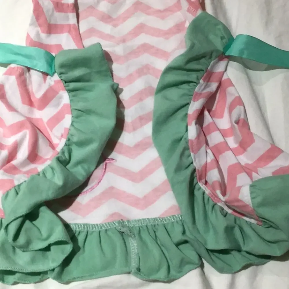 Swing open back ruffle tie top w/ diaper cover